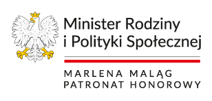 Logotyp Minister Rodziny i Polityki Społecznej Marleny Maląg Patronat Honorowy